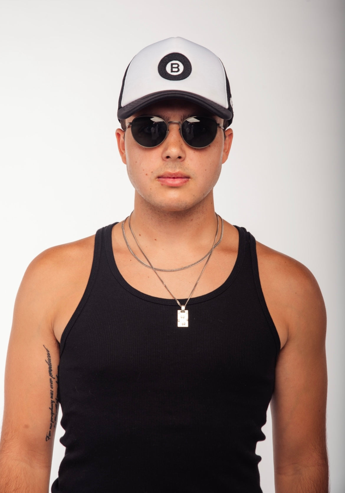"B" Eight Ball Hat Black